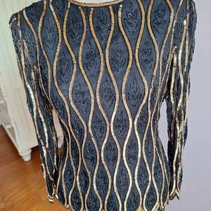 Stenay Black and Gold Sequin Blouse